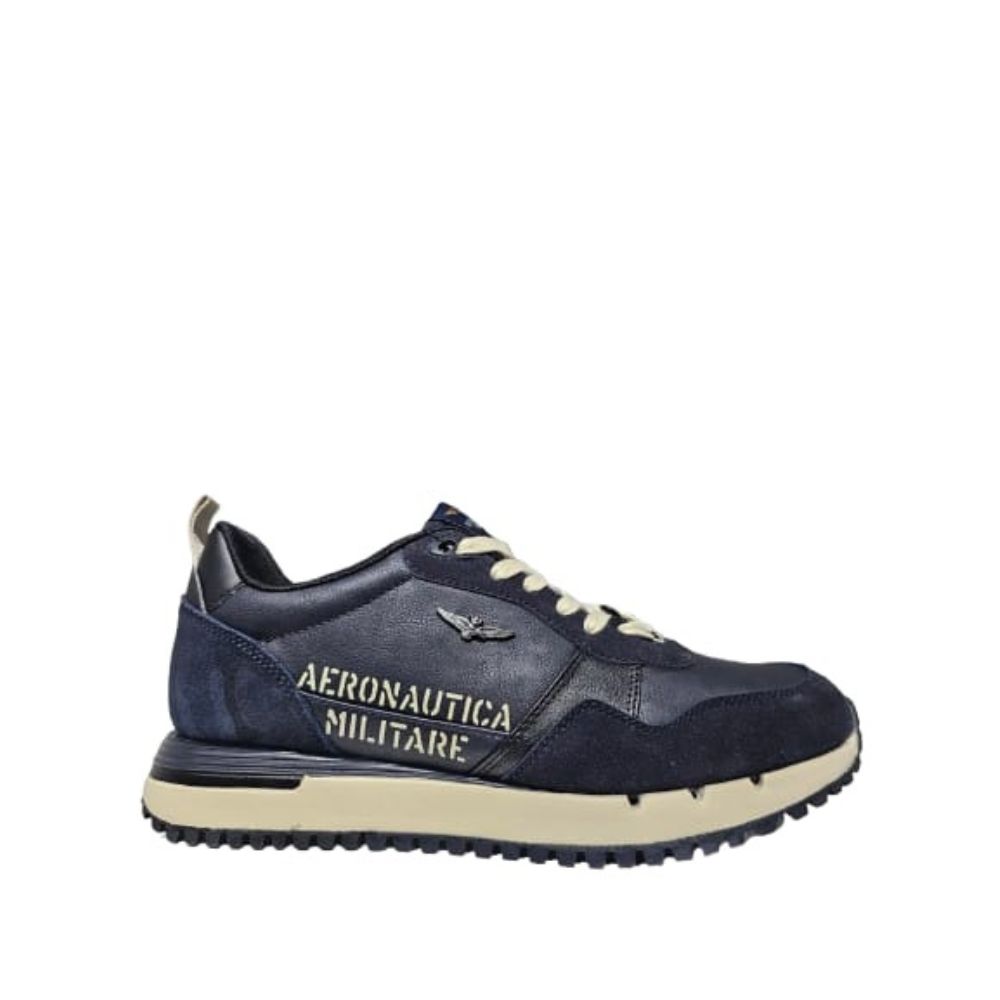 AERONAUTICA MEN LEATHER NAVY SNEAKERS 